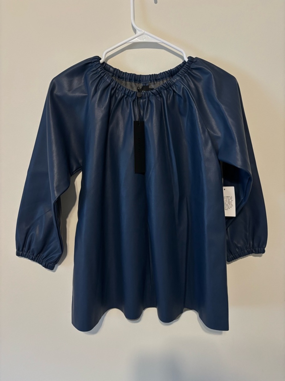 Dolce Cabo Navy Faux Leather Peasant Tunic